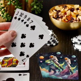 Astronaut auf dem Dino im Weltraum Spielkarten