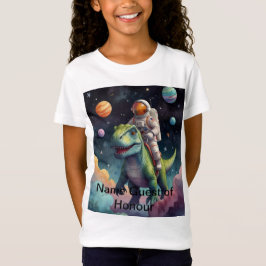 Astronaut auf dem Dino im Weltraum T-Shirt