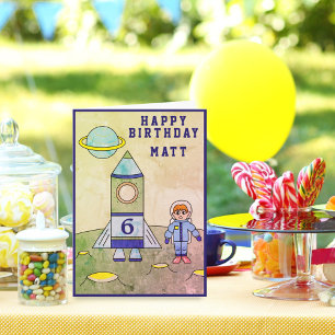 Astronaut auf dem Mond im Weltraum Süß Alles Gute  Karte