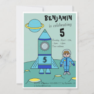 Astronaut auf dem Mond-Kindergeburtstag-Party Einladung