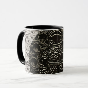 Astronaut auf dem Mond Weltraum Schwarz & Grau Tasse