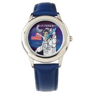 Astronaut auf dem Mond Weltraumjunge Armbanduhr