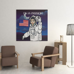 Astronaut auf dem Mond Weltraumjunge Poster