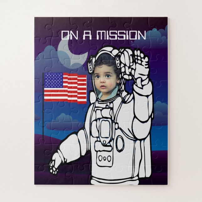 Astronaut auf dem Mond Weltraumjunge Puzzle (Vertikal)