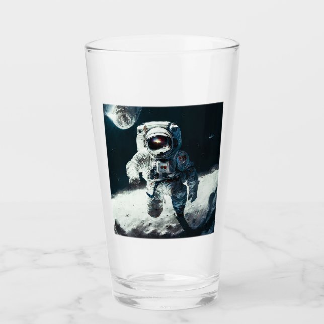Astronaut auf dem Mondglass-Tumbler Glas (Vorderseite)