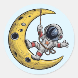 Astronaut auf dem Mondsticker-Set Runder Aufkleber