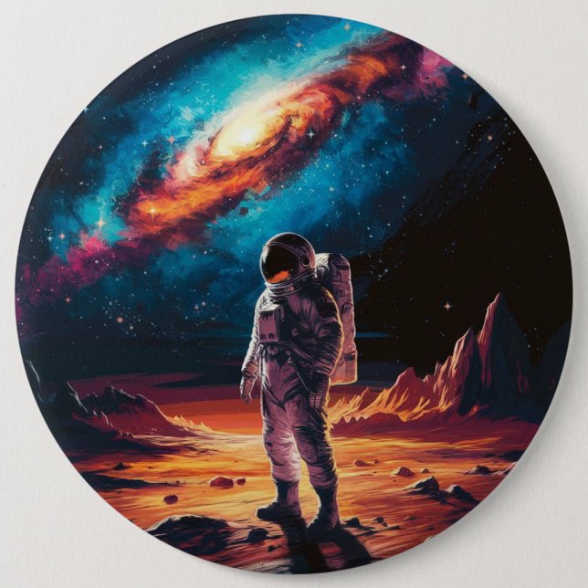 Astronaut auf dem Planeten Button (Vorderseite)
