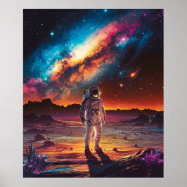 Astronaut auf dem Planeten im All Poster