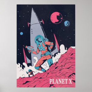 Astronaut auf dem Planeten im Weltraum Poster