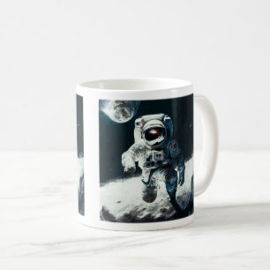 Astronaut auf der klassischen Tasse des Mondes, 11