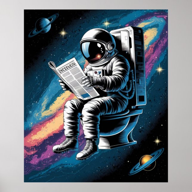 Astronaut auf der Toilette Poster (Vorne)