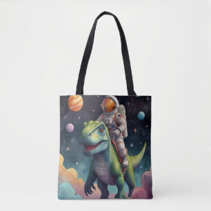 Astronaut auf Dino im Weltraum
