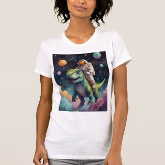 Astronaut auf Dino im Weltraum-T - Shirt
