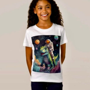 Astronaut auf Dino im Weltraum T-Shirt