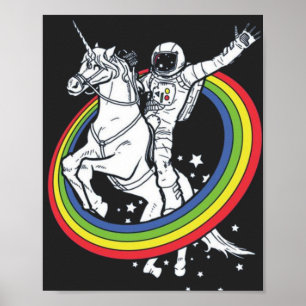 Astronaut auf einem Einhorn reitend Poster