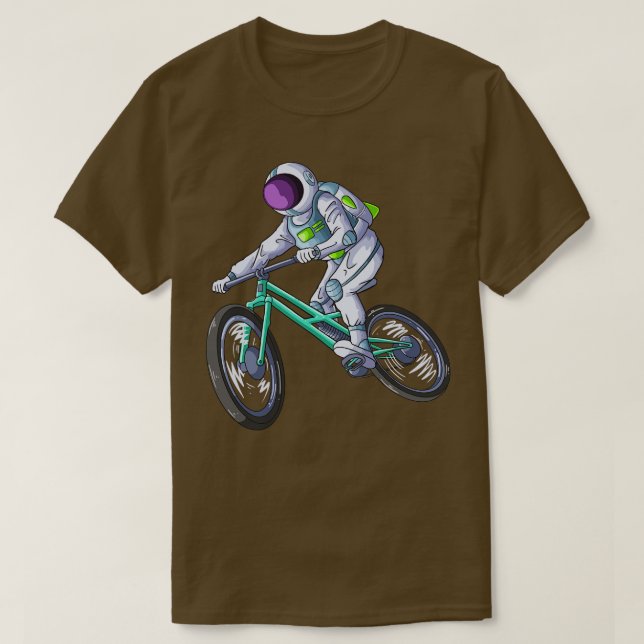 Astronaut auf einem Fahrrad zum Mond T-Shirt (Design vorne)
