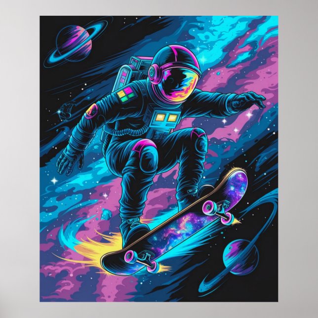 Astronaut auf einem Skateboard Poster (Vorne)