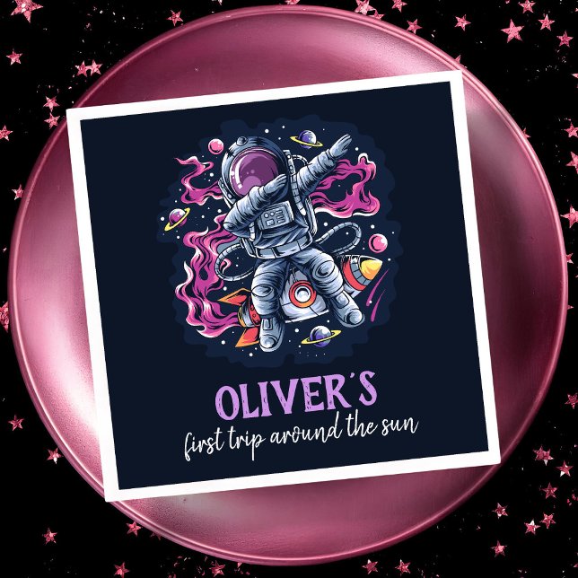 Astronaut auf einer Raumrakete mit Sternen und Pla Serviette (Von Creator hochgeladen)