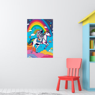 Astronaut auf Einhorn - Magischer Regenbogen  Poster