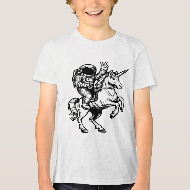 Astronaut auf Einhorn reitend  Tri-Blend Shirt (Vorderseite)