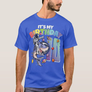 Astronaut auf Hai 10. Geburtstag Junge Mädchen 10 T-Shirt