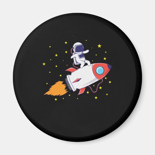 Astronaut auf Rakete Magnet (Vorne)
