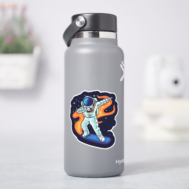 Astronaut auf Skateboard 4" Kiss Cut Vinyl Sticker (HydroFlask)