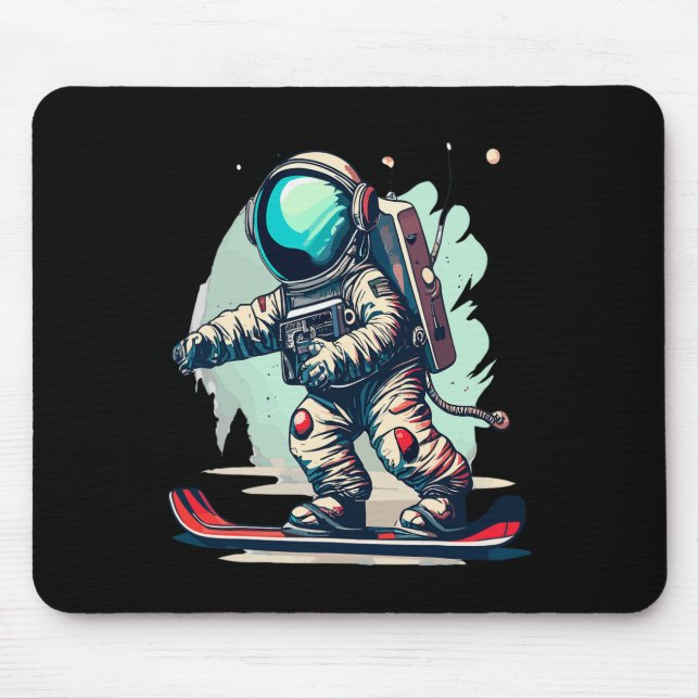 Astronaut auf Snowboard Funny Astronaut Ski On S Mousepad (Vorne)