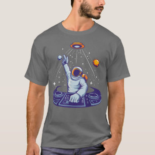 Astronaut auf Turntable Weltraummonautik-Plan T-Shirt