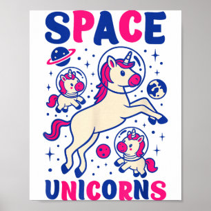Astronaut Außenraum Einhörner Süßes Einhorn Regenb Poster