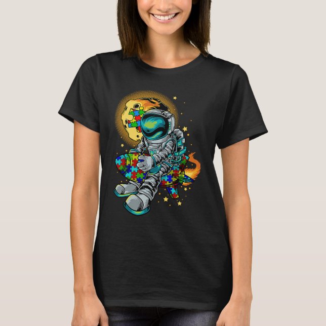 Astronaut Autism Awareness With Autistic Planet Fo T-Shirt (Vorderseite)