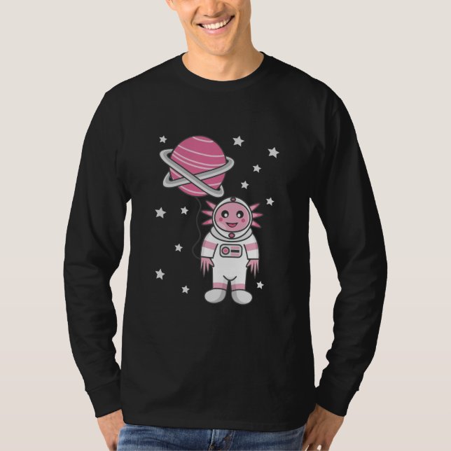 Astronaut Axolotl Planet Balloon T-Shirt (Vorderseite)