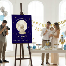 Astronaut Baby Mond Sterne Marine Geburtstag Willk