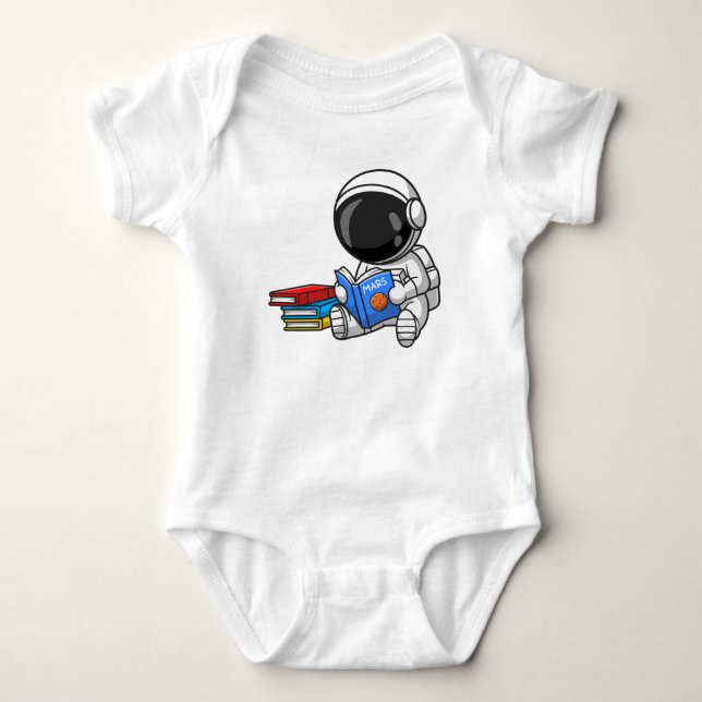 Astronaut Baby reading! Strampler (Vorderseite)