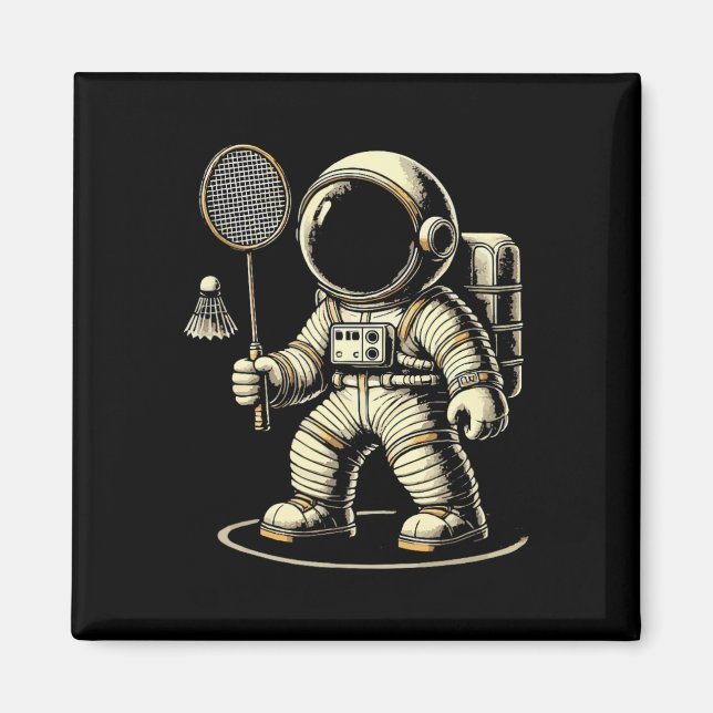 Astronaut Badminton Player Shuttle 2 Magnet (Vorne)