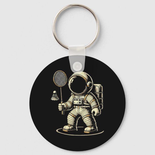 Astronaut Badminton Player Shuttle 2 Schlüsselanhänger (Vorderseite)