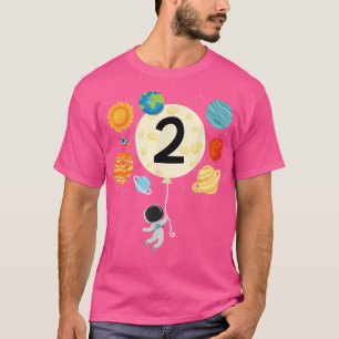Astronaut Ballon Planets 2. Geburtstagsraum 2 Jahr T-Shirt