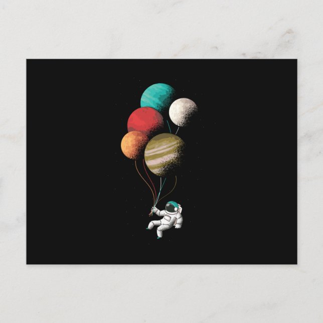 Astronaut-Ballons Postkarte (Vorderseite)