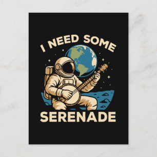 Astronaut Banjo Serenade Kosmischer Klang Feiertagspostkarte