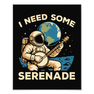 Astronaut Banjo Serenade Kosmischer Klang Fotodruck