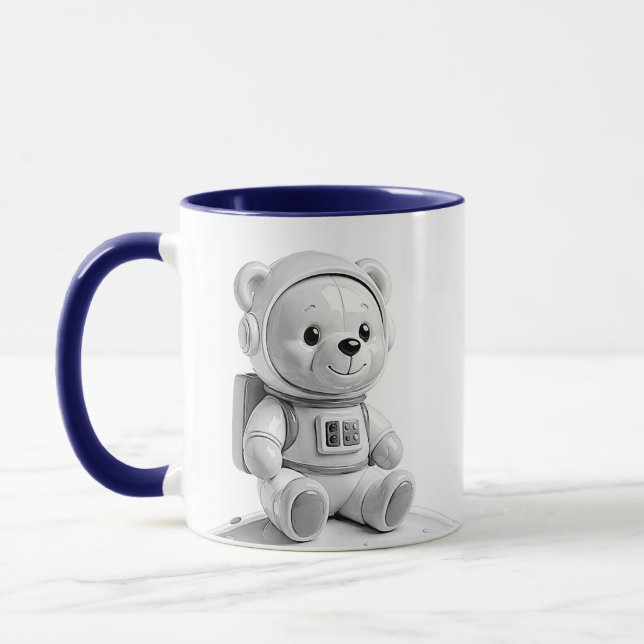 Astronaut Bär Illustration Cute Grau Tasse (Links)