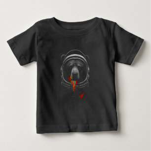 Astronaut Bär mit Neonfarbe tropft Kosmische Tier Baby T-shirt