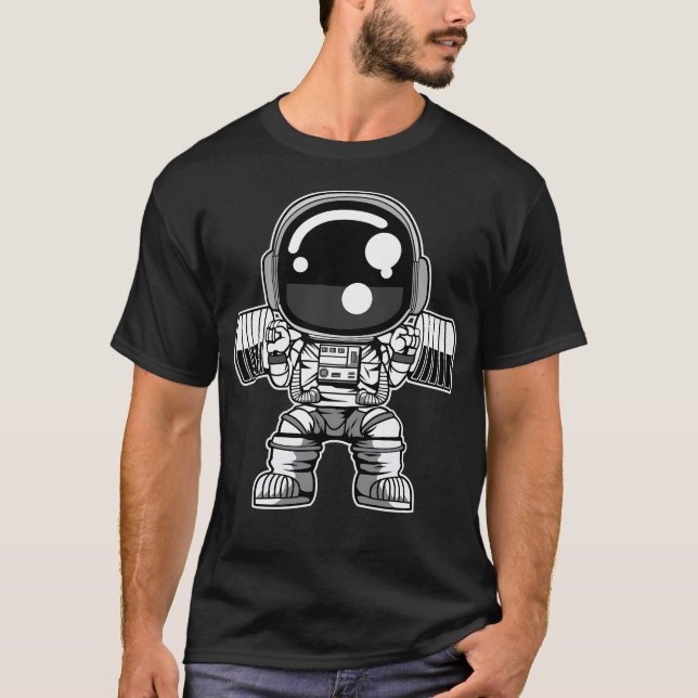 Astronaut Barbell Body Builder T-Shirt (Vorderseite)