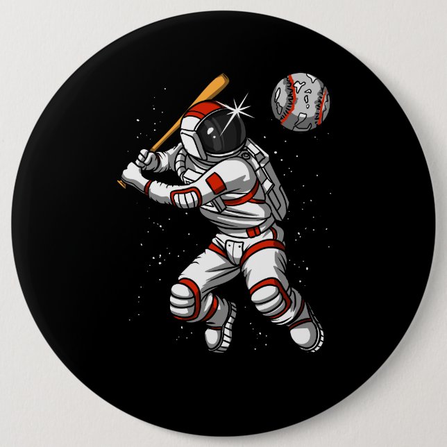 Astronaut Baseball Player Cosmic Planet Button (Vorderseite)