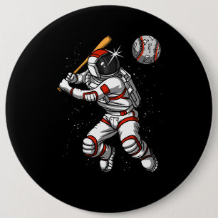 Astronaut Baseball Player Cosmic Planet Button