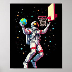 Astronaut Basketball-Planeten Weltraum _ Poster