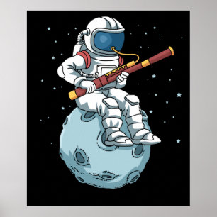 Astronaut Bassoon Band Spieler Bassoonist Bassoon Poster
