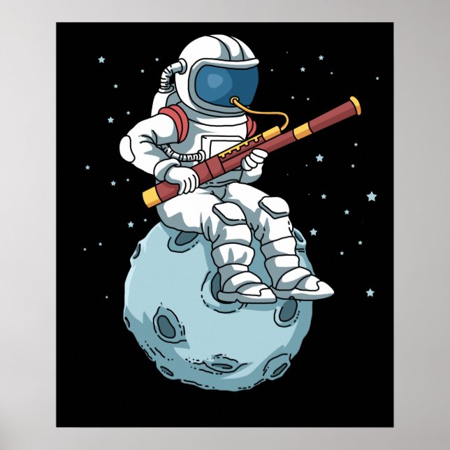 Astronaut Bassoon Band Spieler Bassoonist Bassoon Poster (Vorne)