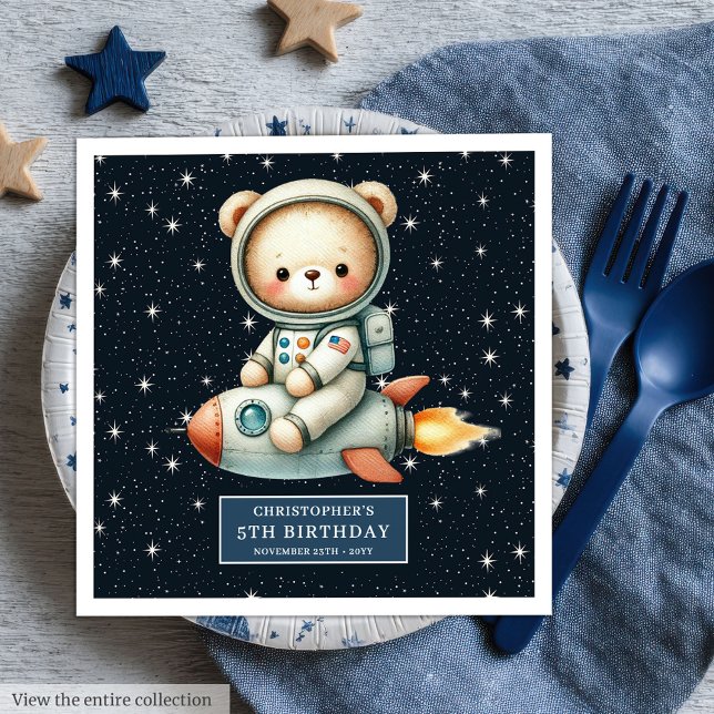 Astronaut Bear Napkins für Little Boy Birthday Serviette (Astronaut Bear Napkins for Little Boy Birthday)