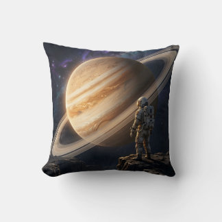 Astronaut beim Blick auf den Saturn Kissen